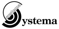 A black and white logo for a company called systema