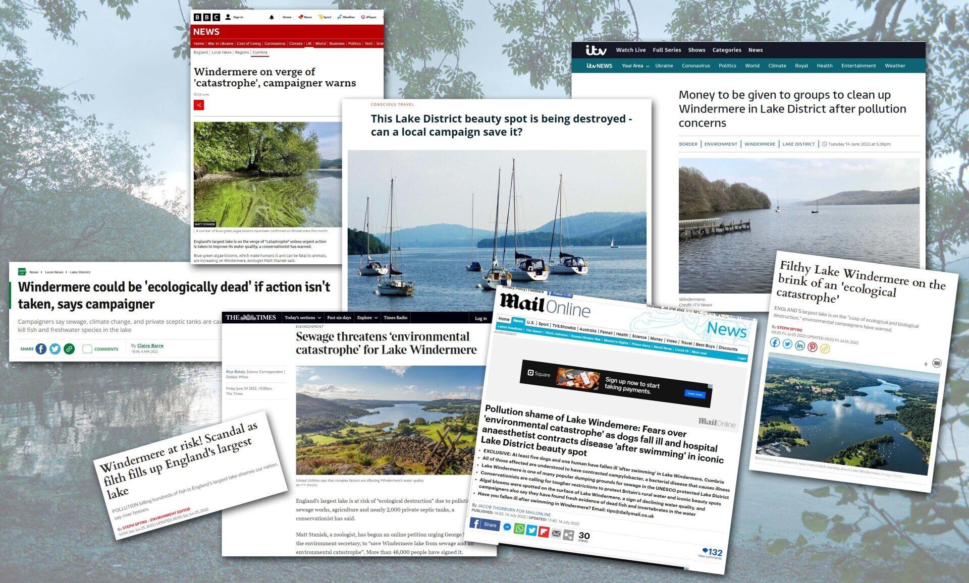 A collage of newspapers and magazines with boats in the water