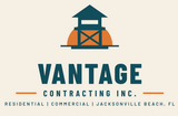 Vantage Contracting logo with a stylized black roof icon and VCI text on a white background