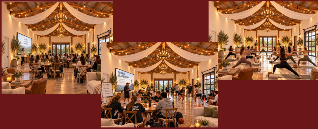 Groom's lounge with reclaimed barn wood feature wall