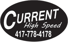 Black oval logo with "Current High Speed" and phone number 417-778-4178 in white.