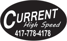 Black oval logo with "Current High Speed" and phone number 417-778-4178 in white.
