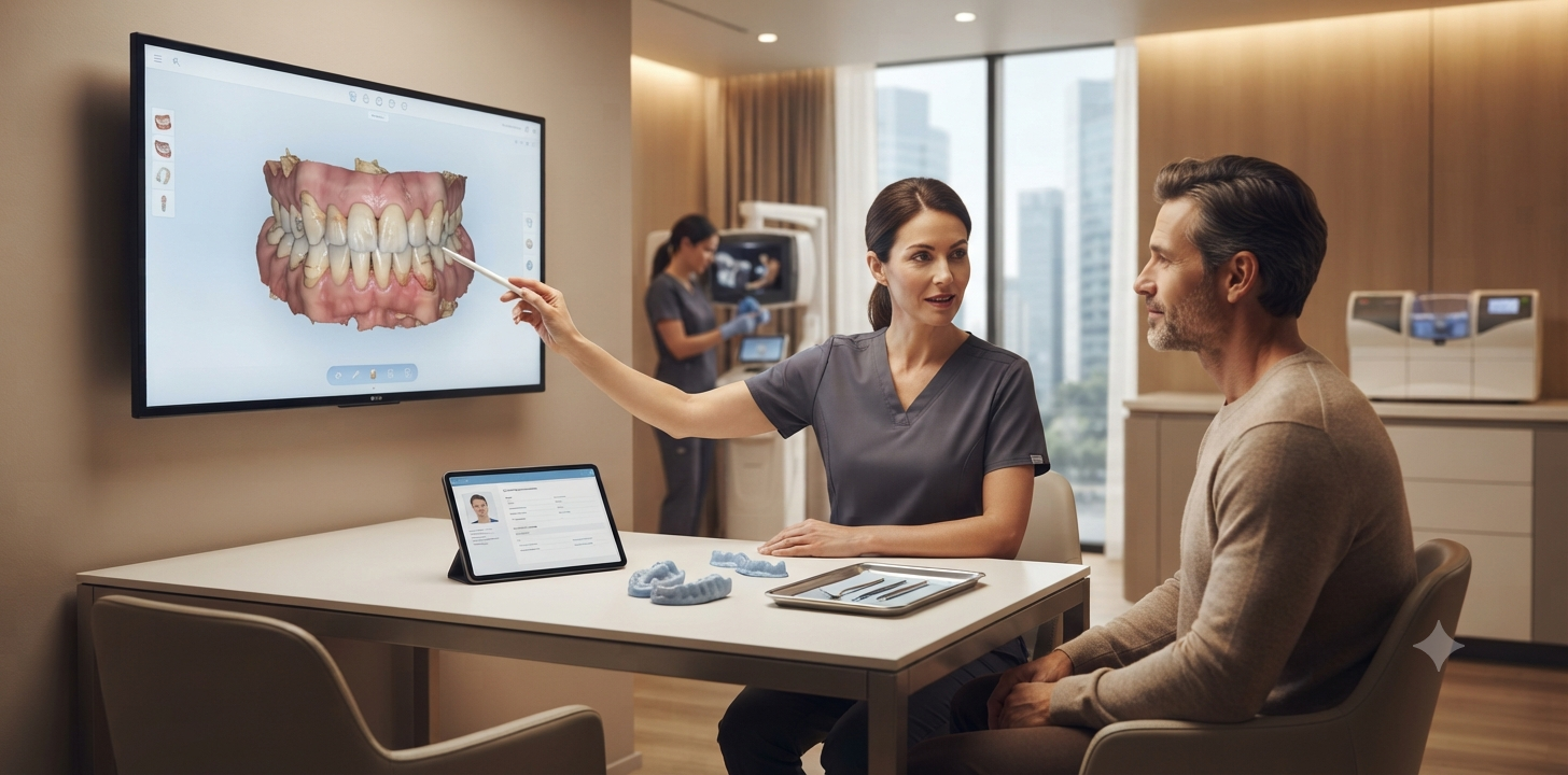 Dentist examining a patient’s teeth and gums during a dental checkup