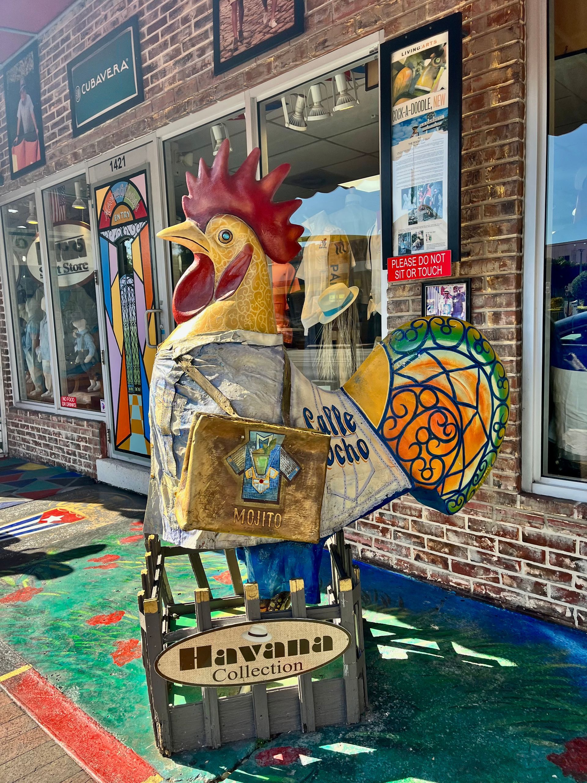 Famous Calle Ocho rooster statue during the city tour.
