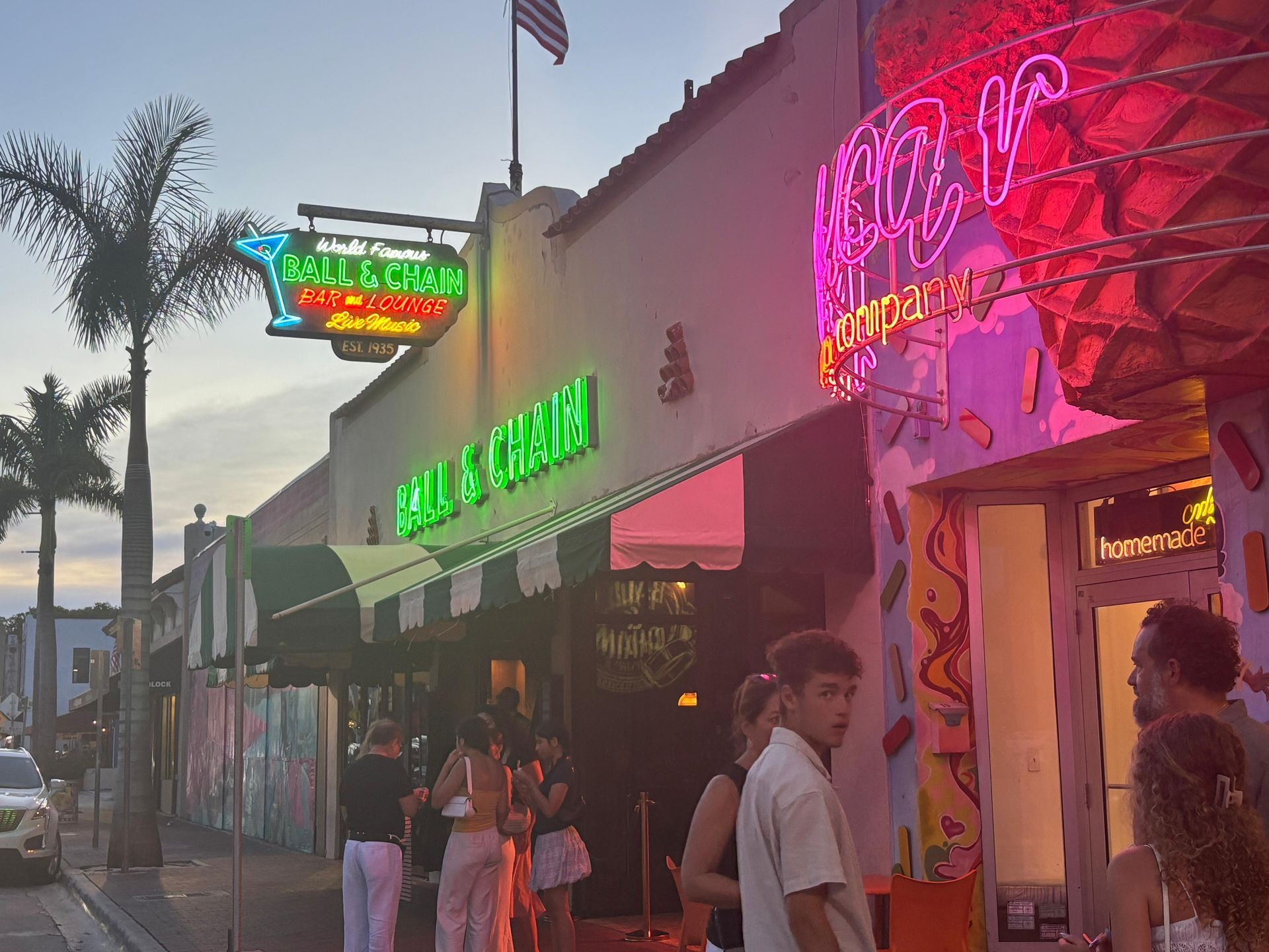 Little Havana City Lights during the Miami Sightseeing Bus Tour at night 