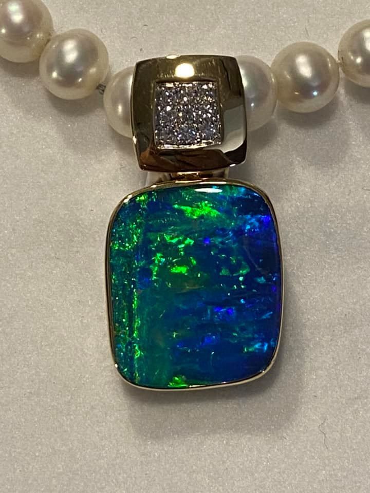 Opal Pendant With Blue and Green Iridescence — Regency Jewellers in Cairns City, QLD