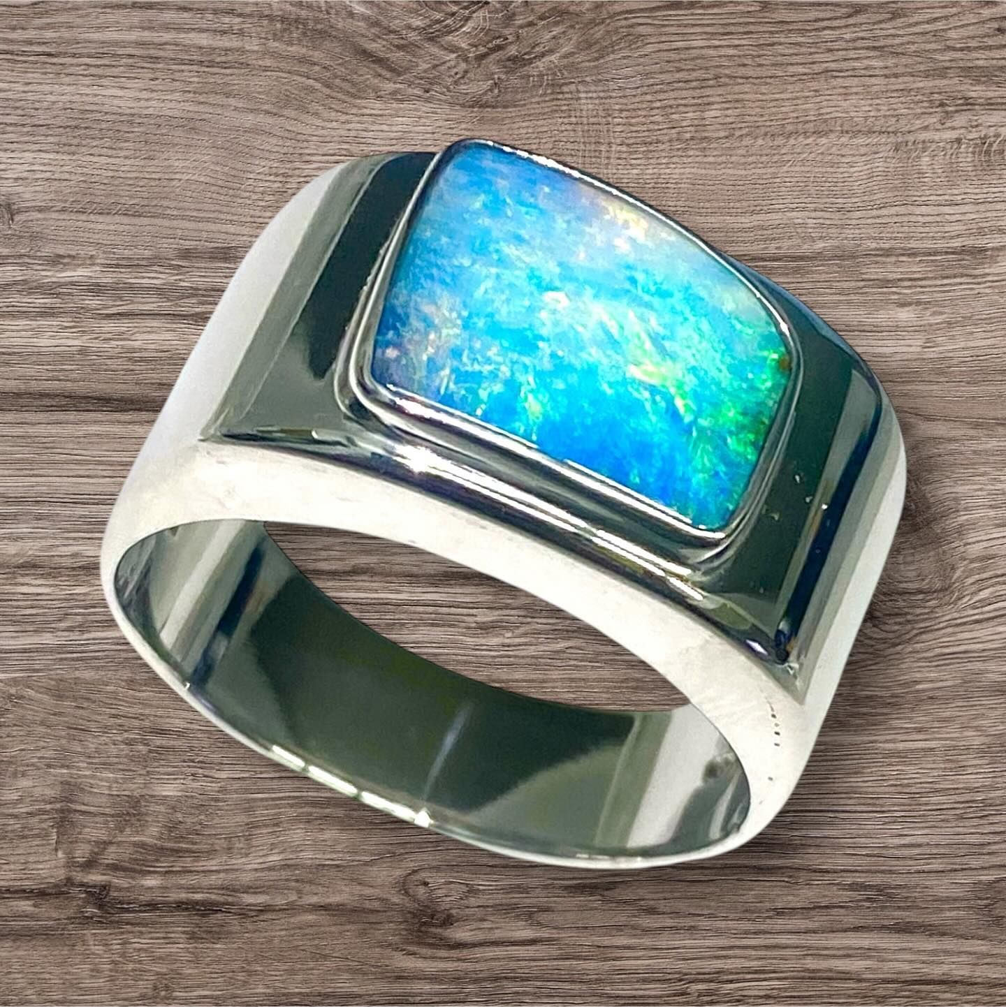 Silver Ring With Rectangular Opal — Regency Jewellers in Cairns City, QLD
