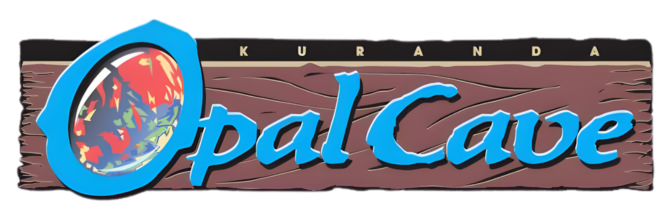 Jewellers in Cairns Logo for Kuranda Opal Cave: blue text