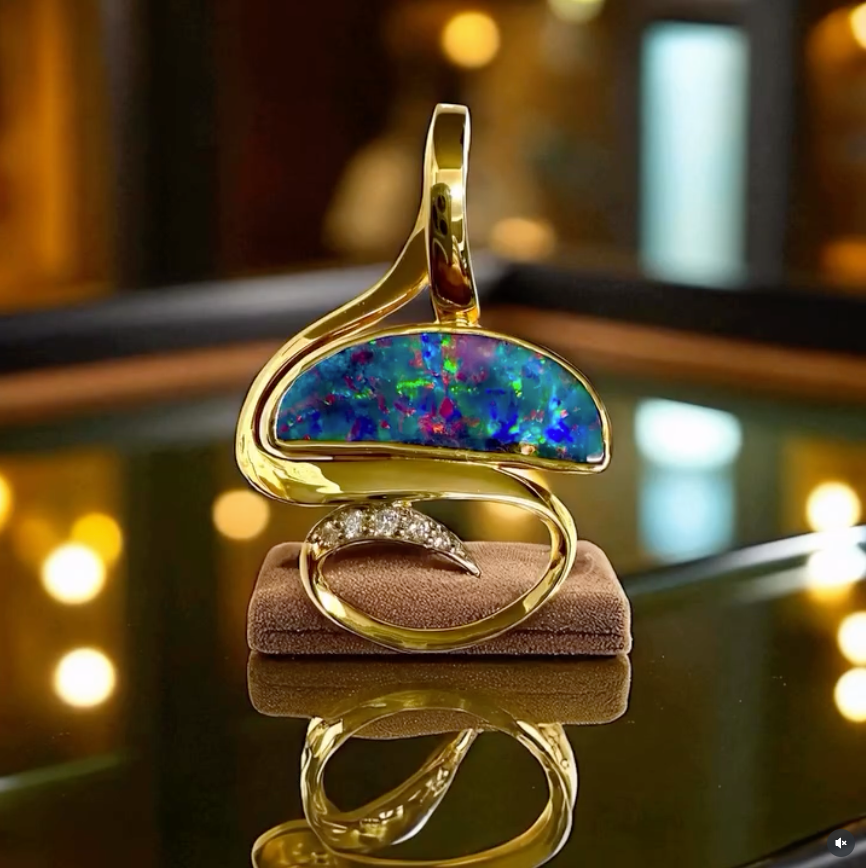 Ring With Pear-shaped Black Opal — Regency Jewellers in Cairns City, QLD