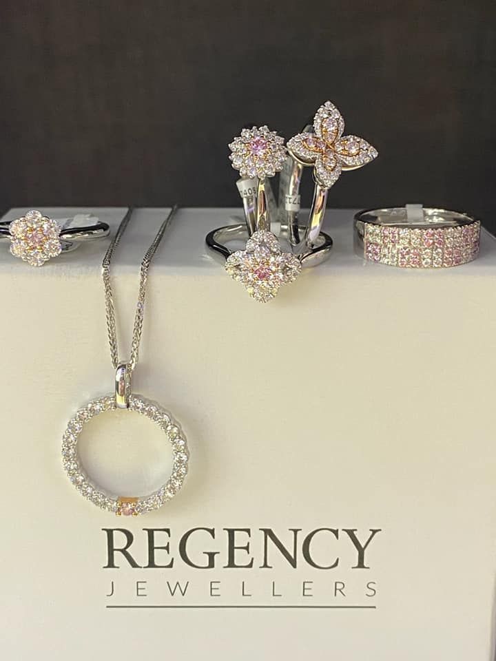 Jewelry Display With Rings and a Necklace — Regency Jewellers in Cairns City, QLD
