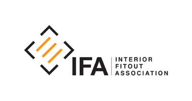 IFA Interior Fitout Association logo in black, white, and orange