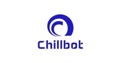 Blue Chillbot logo with circular icon and the word “chillbot” on a white background