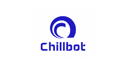 Blue Chillbot logo with circular icon and the word “chillbot” on a white background