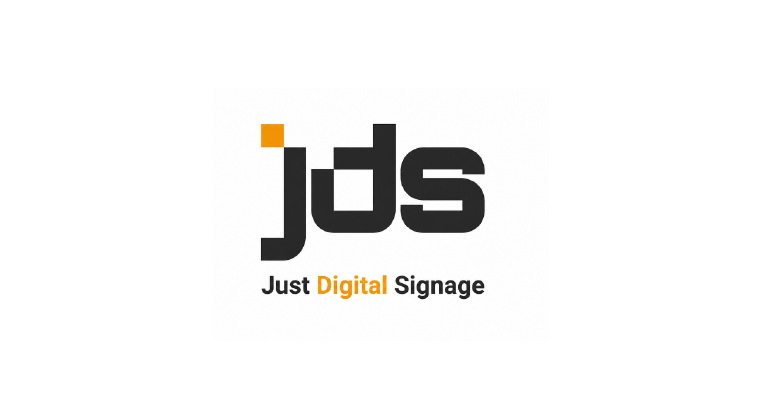 JDS logo in black and orange with the tagline “Just Digital Signage” underneath