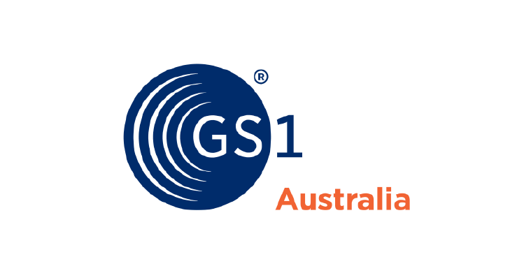 GS1 Australia logo with blue circular icon and orange text on a white background