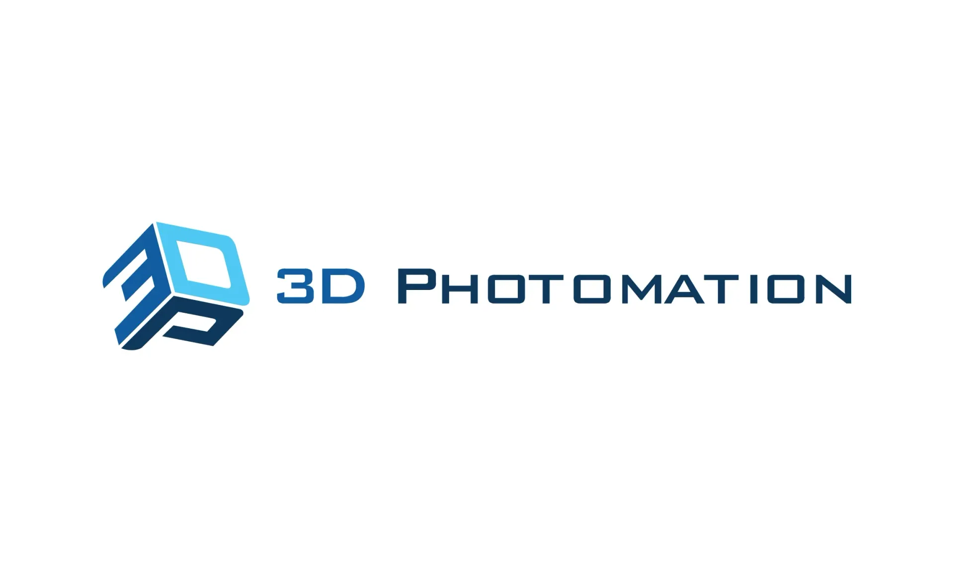 3D Photomation logo with blue geometric icon and dark blue text on white background