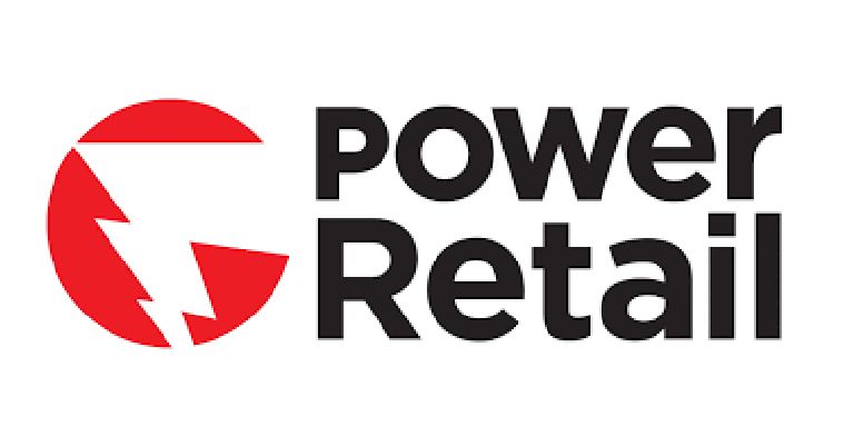 Power Retail logo with red circular icon and black text on white background