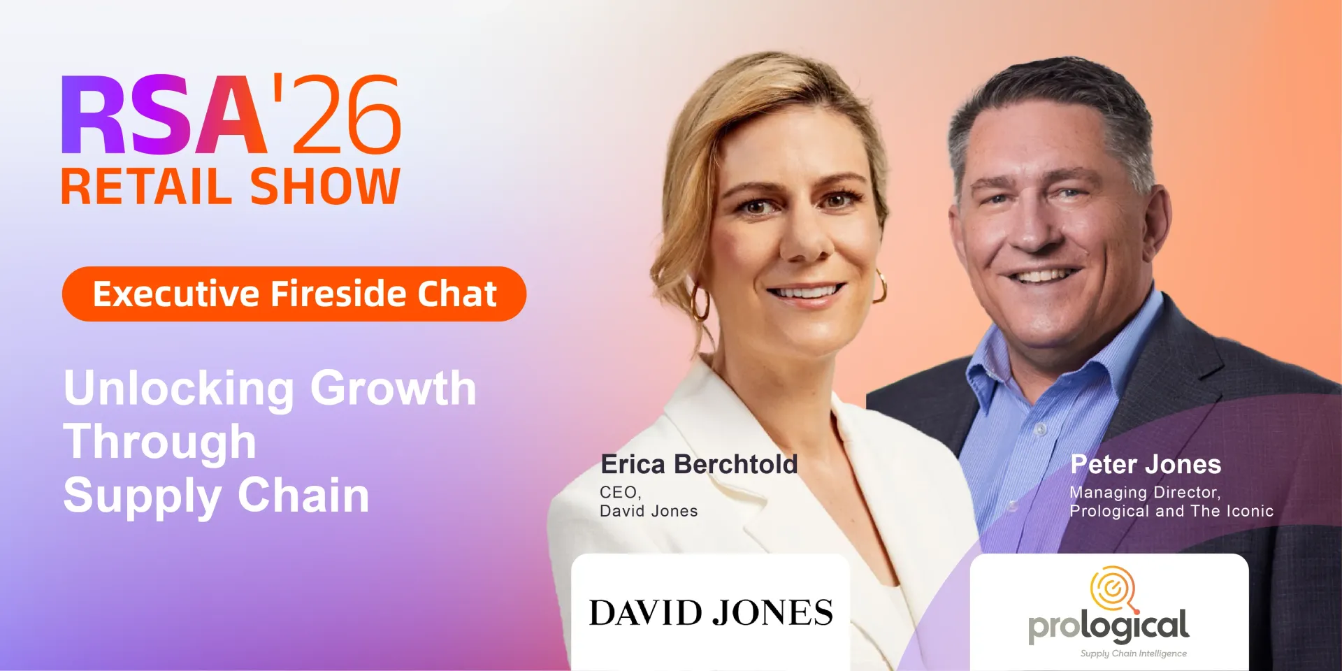 Promotional banner with two smiling businesspeople and the text “Unlocking Growth Through Supply Chain”