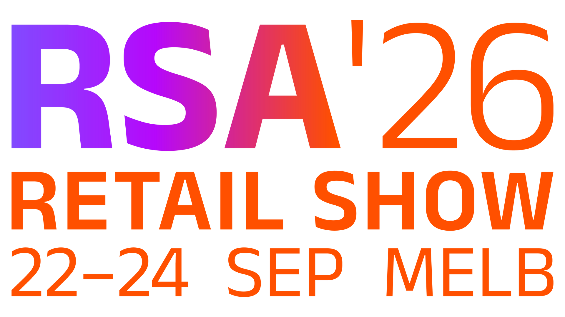 Retail Show Australia 2026 logo in orange text, with dates 22–24 Sep. 2026 and MCEC Australia.