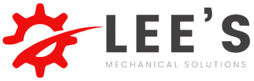 Red gear logo with a swoosh next to “LEE’S” and the words “MECHANICAL SOLUTIONS”