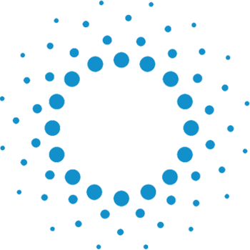 A circle of blue dots on a white background