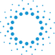 A circle of blue dots on a white background