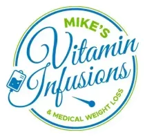 Logo for Mike's Vitamin Infusions. Features a blue, cursive
