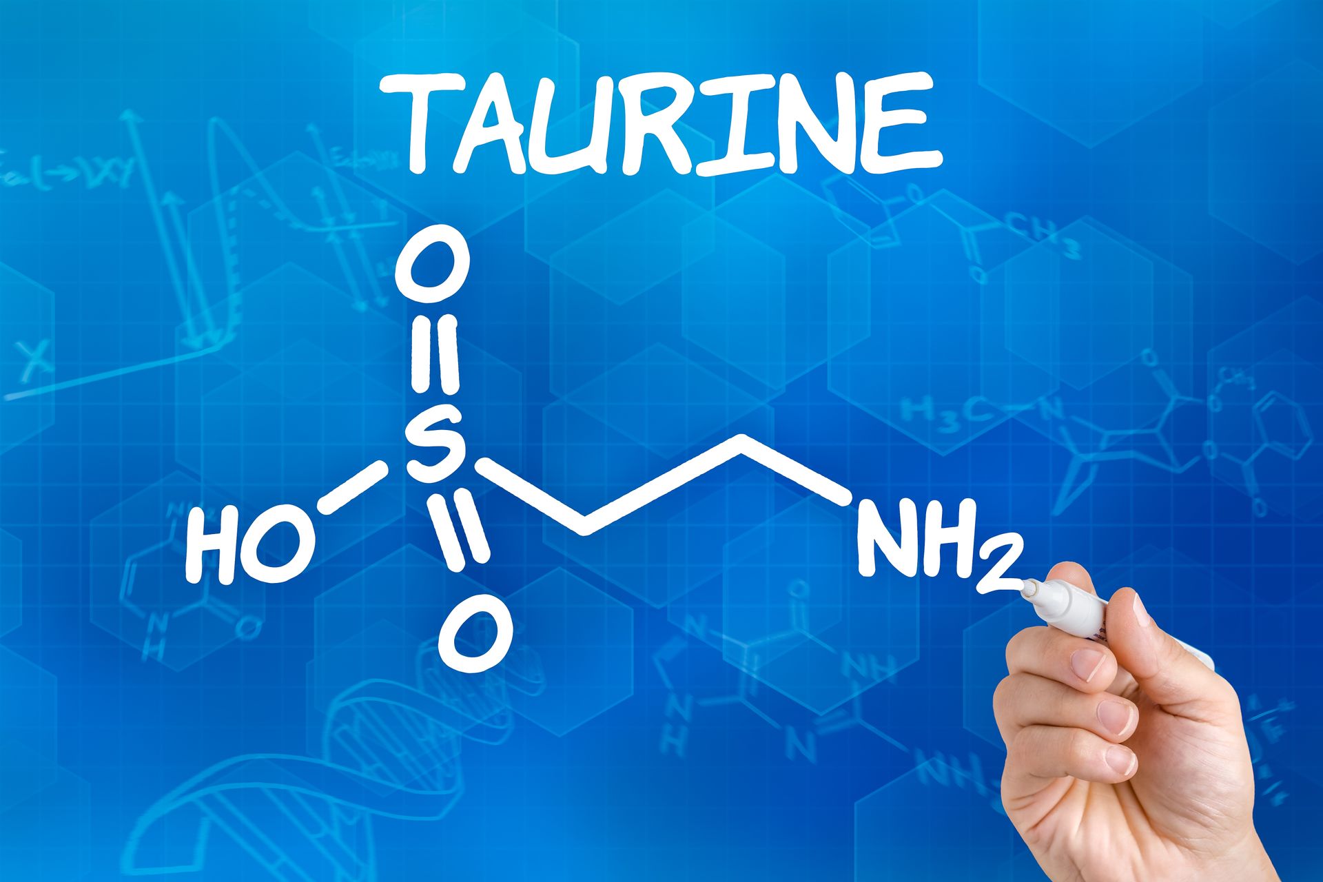 Illustration of the taurine chemical structure, with