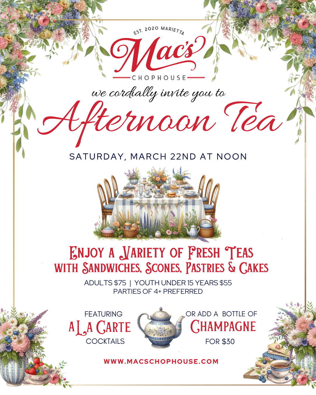Spring High Tea at Mac’s Chophouse 🌸