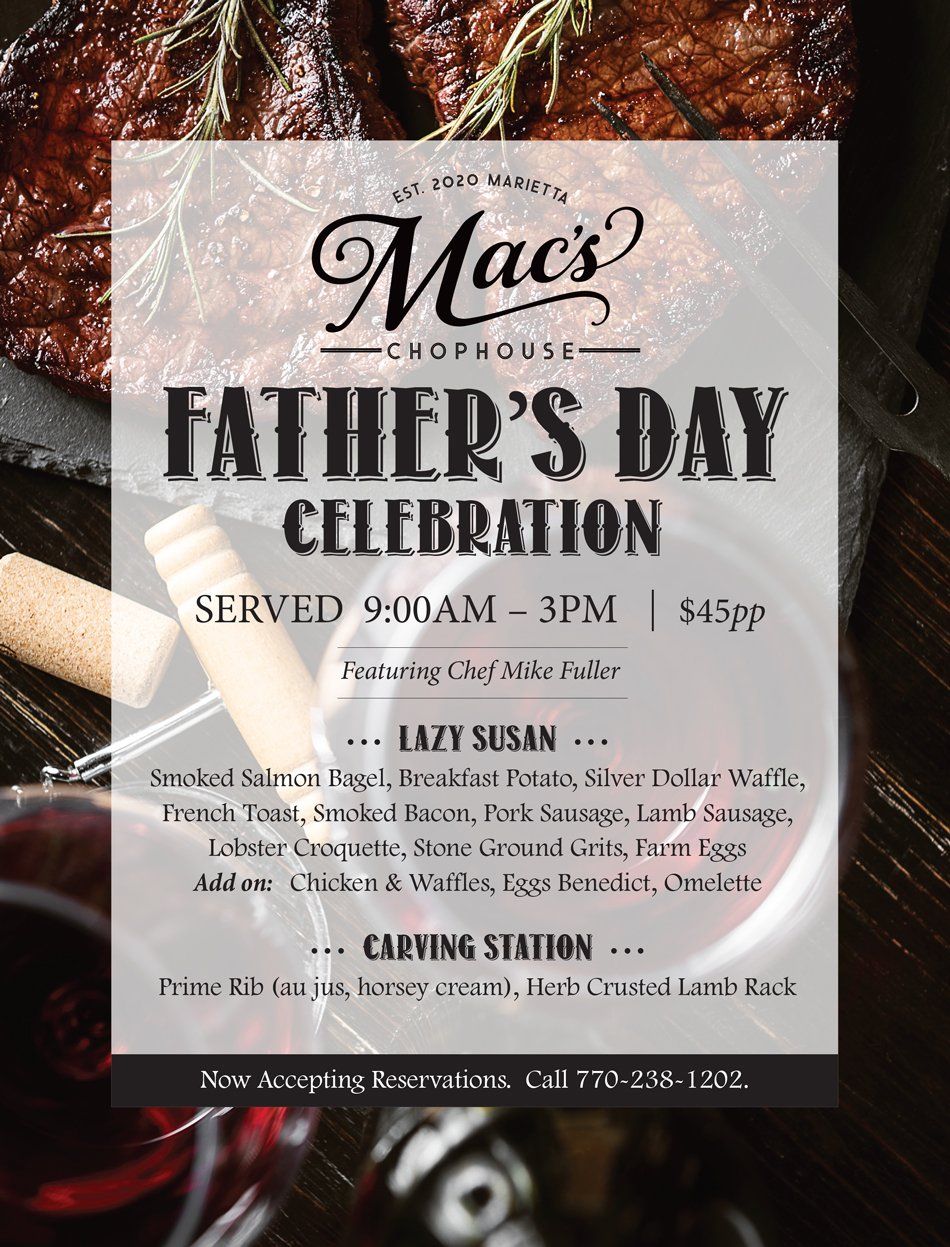 A poster for a father 's day celebration at mac 's