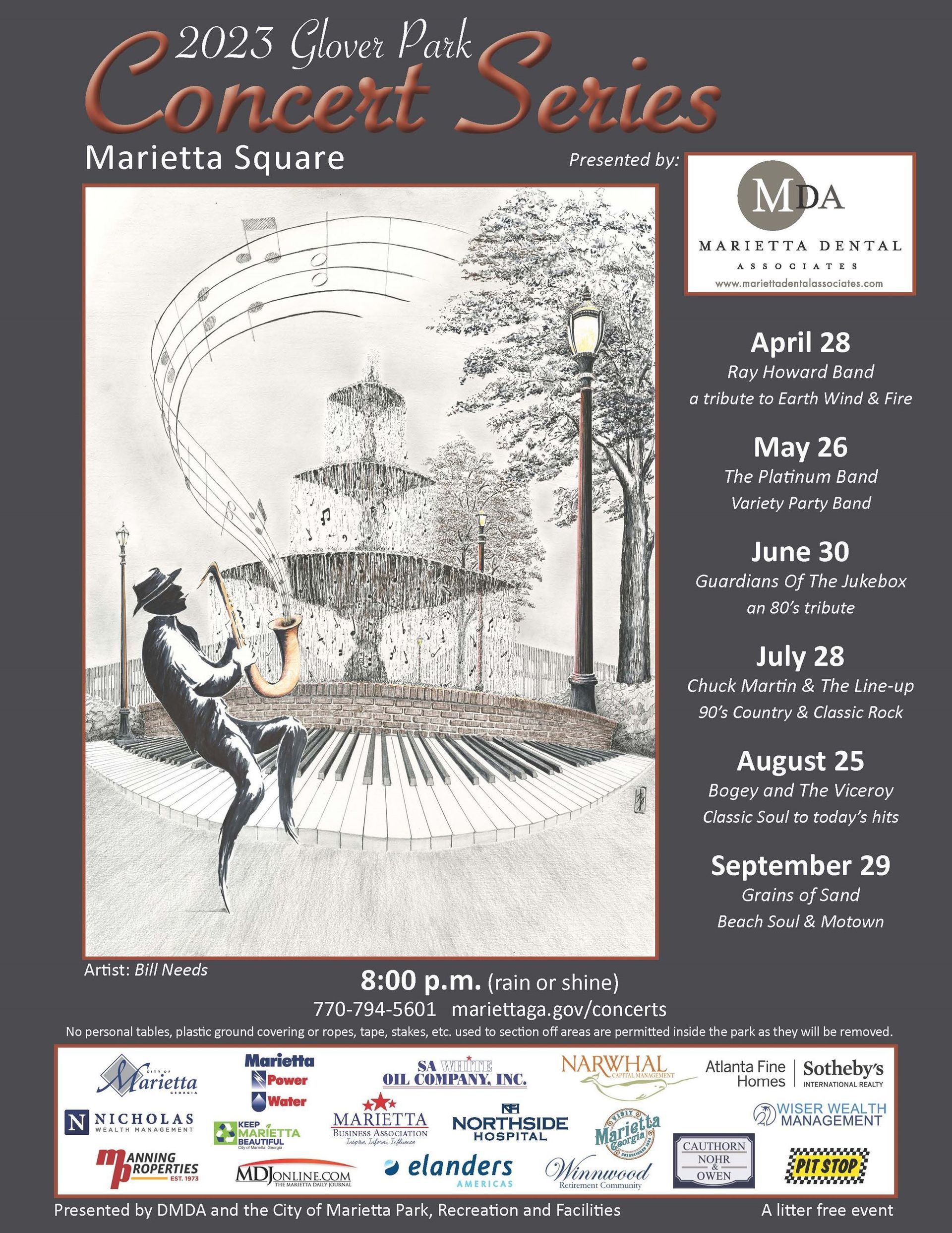 A poster for a concert series in kanetta square