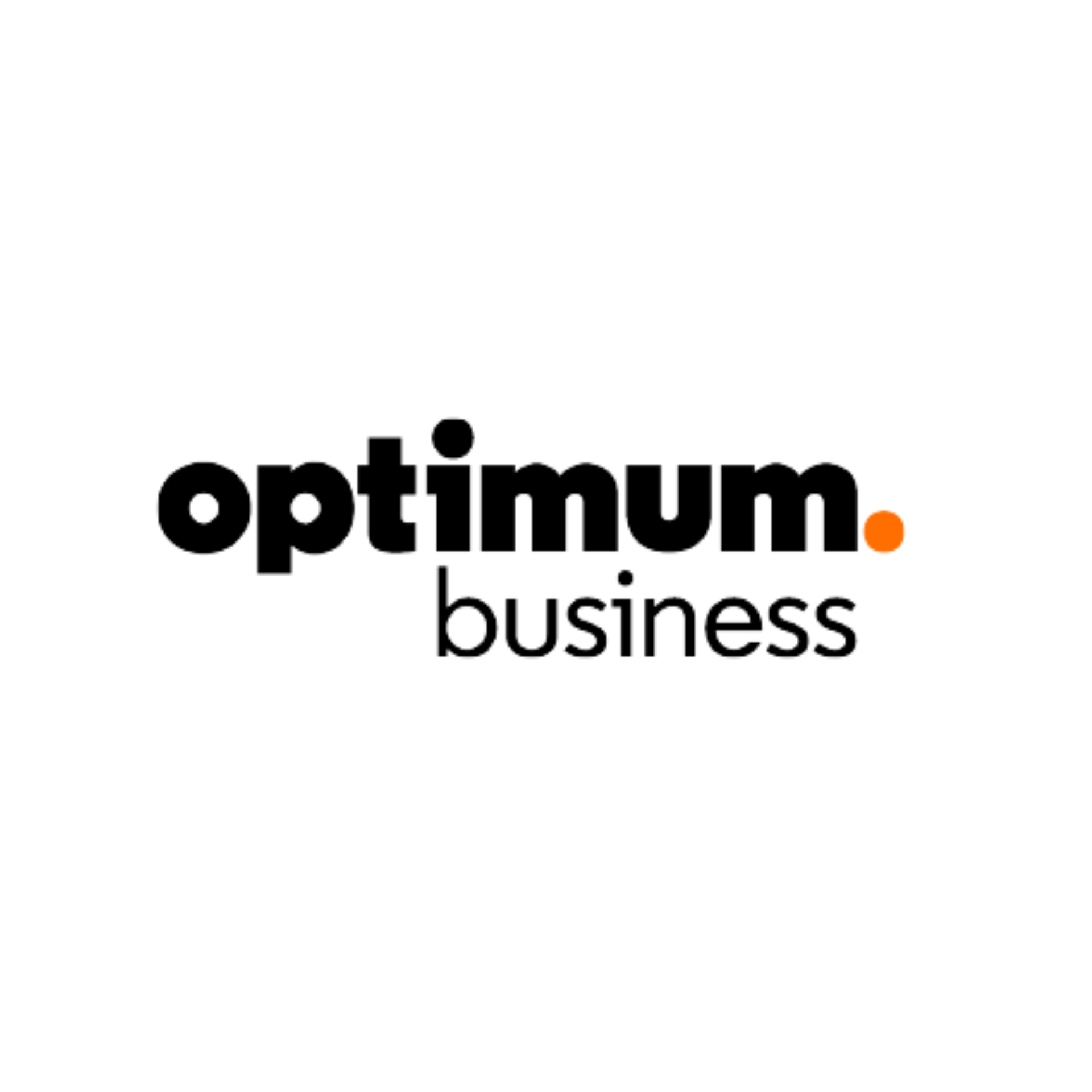 The optimum business logo is black and orange on a white background.