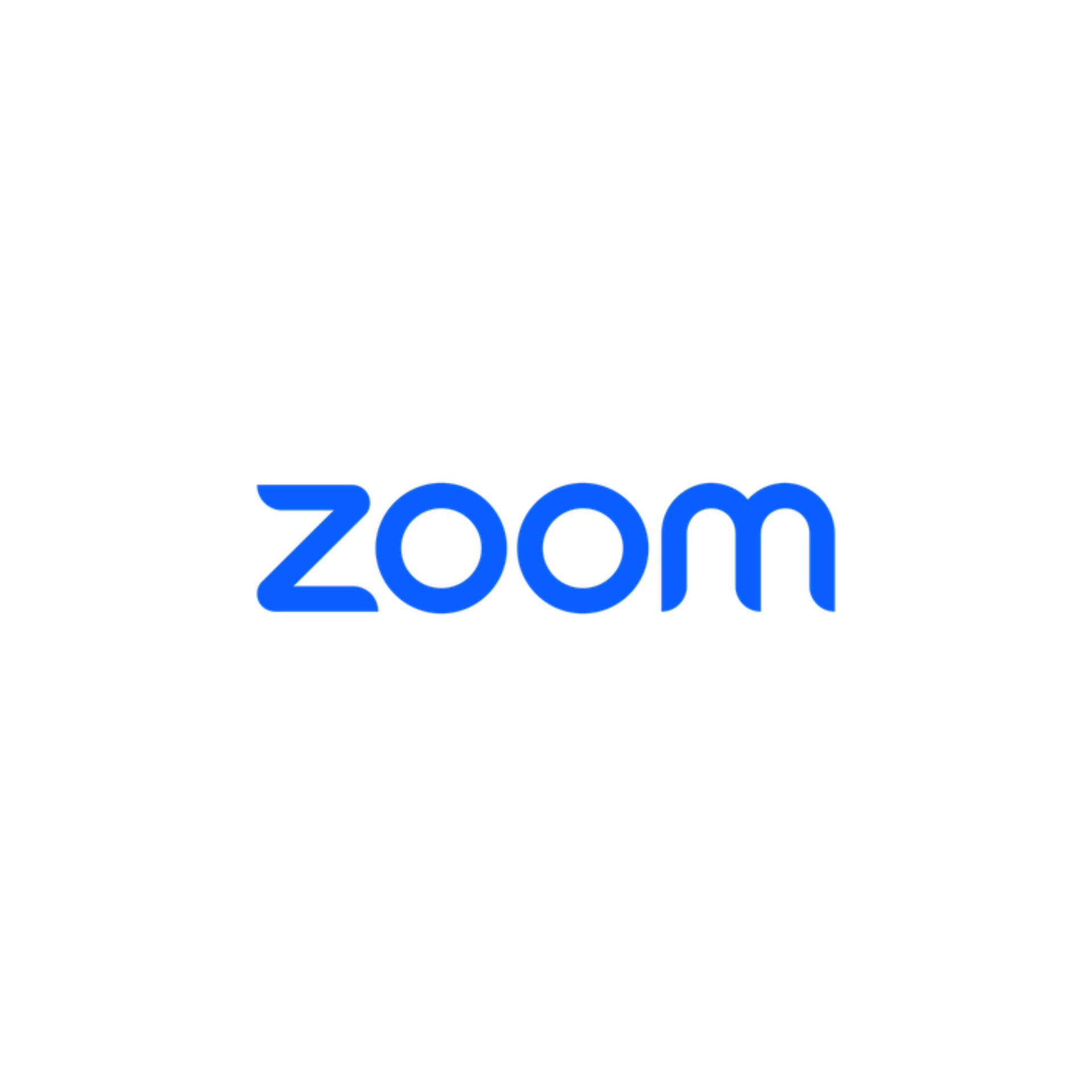 Zoom logo in blue on a white background