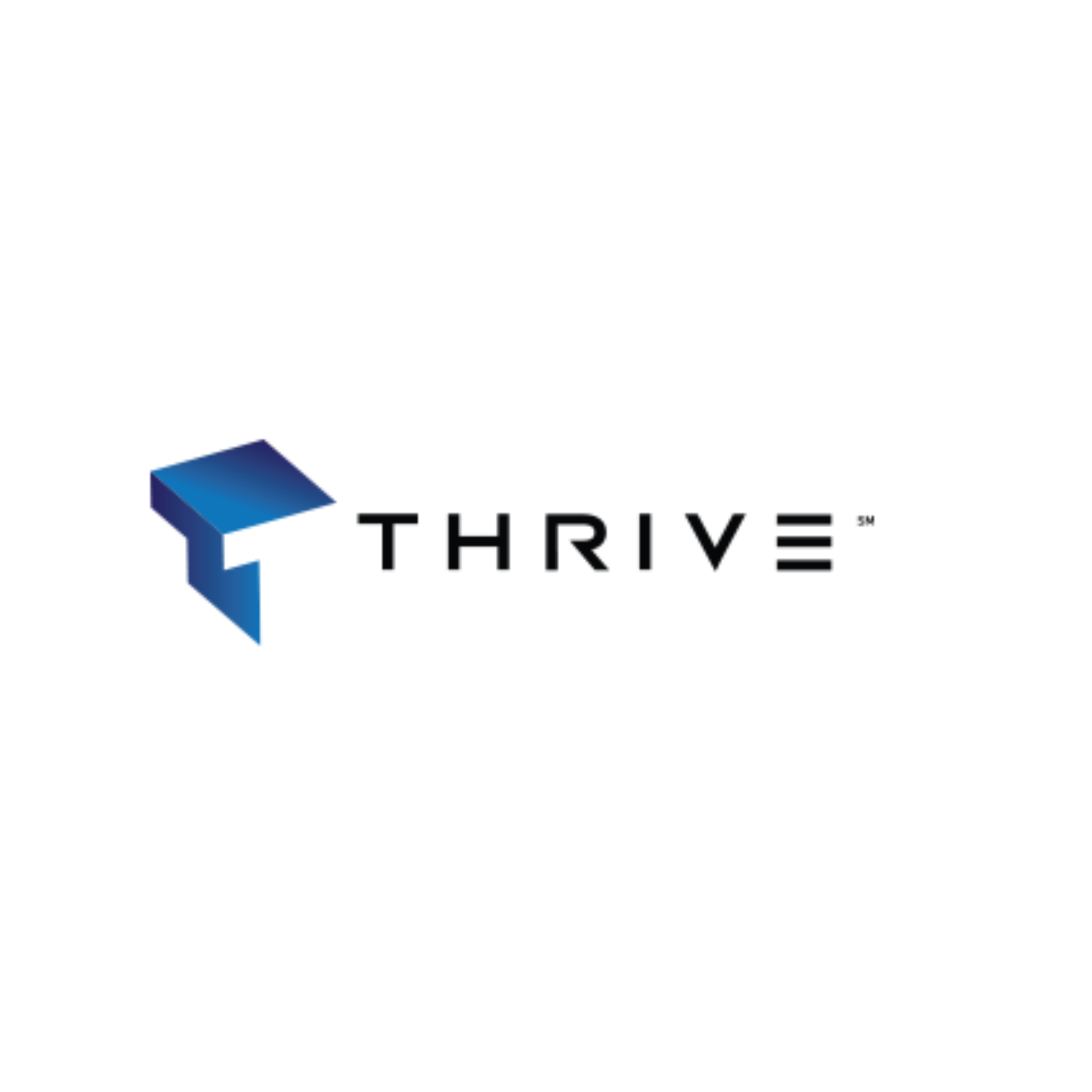 THRIVE logo with blue graduation cap icon and black wordmark