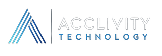 Acclivity Technology logo with blue stylized A and white text on a dark background