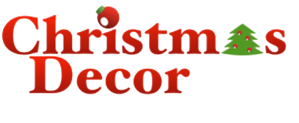 Christmas Decor logo with red text and a green Christmas tree replacing the letter i