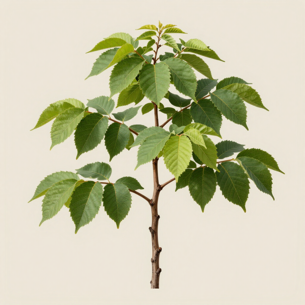 Detalle de árbol joven decorativo