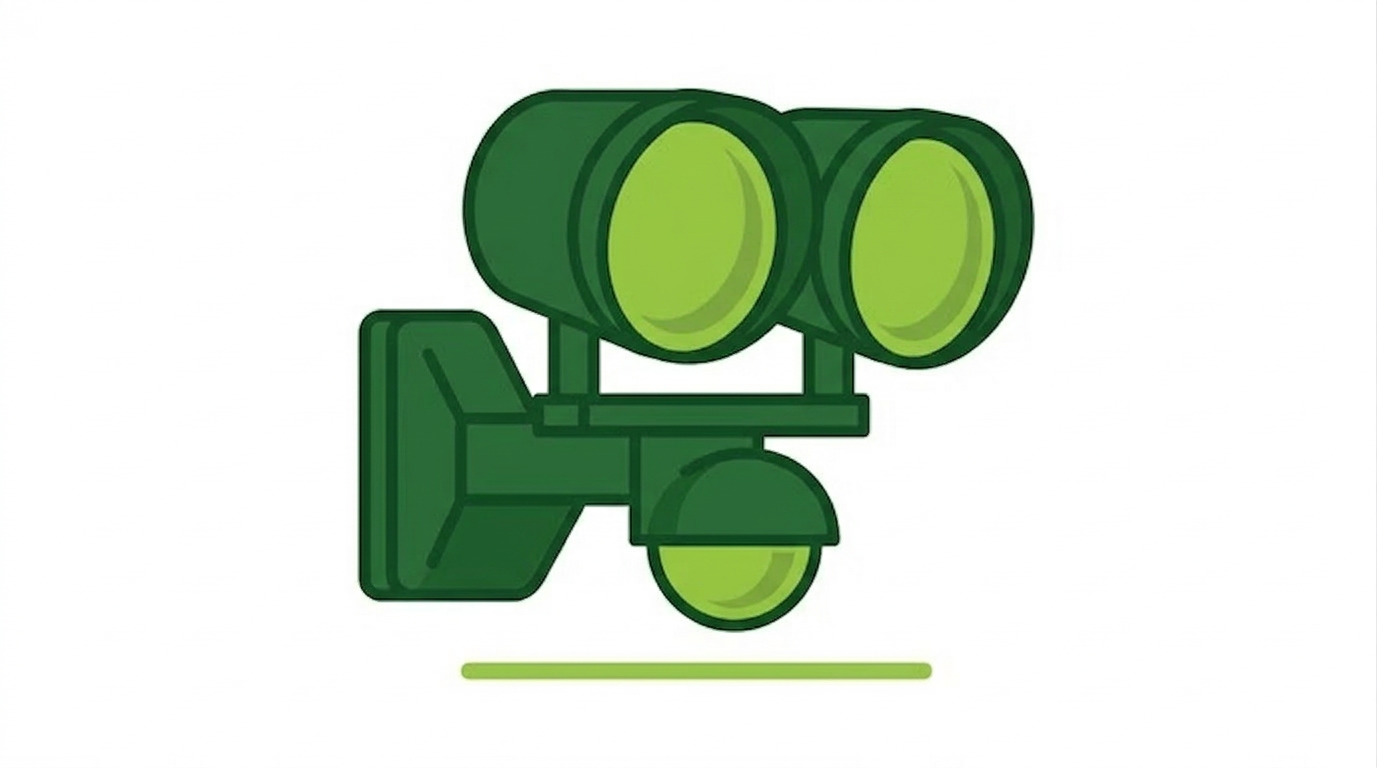 Green video camera icon on a white background