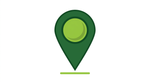 Green map pin icon with a light green center and small horizontal line beneath it