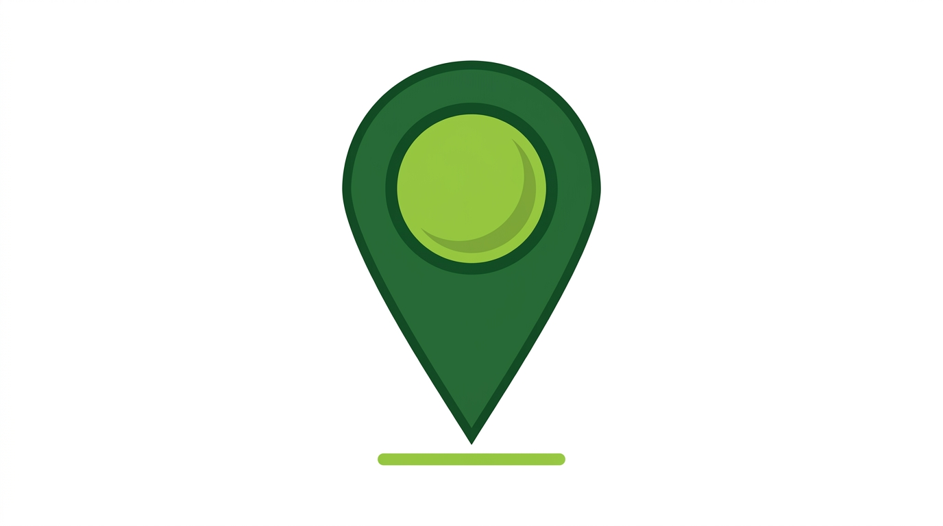 Green map pin icon with a light green center and small horizontal line beneath it