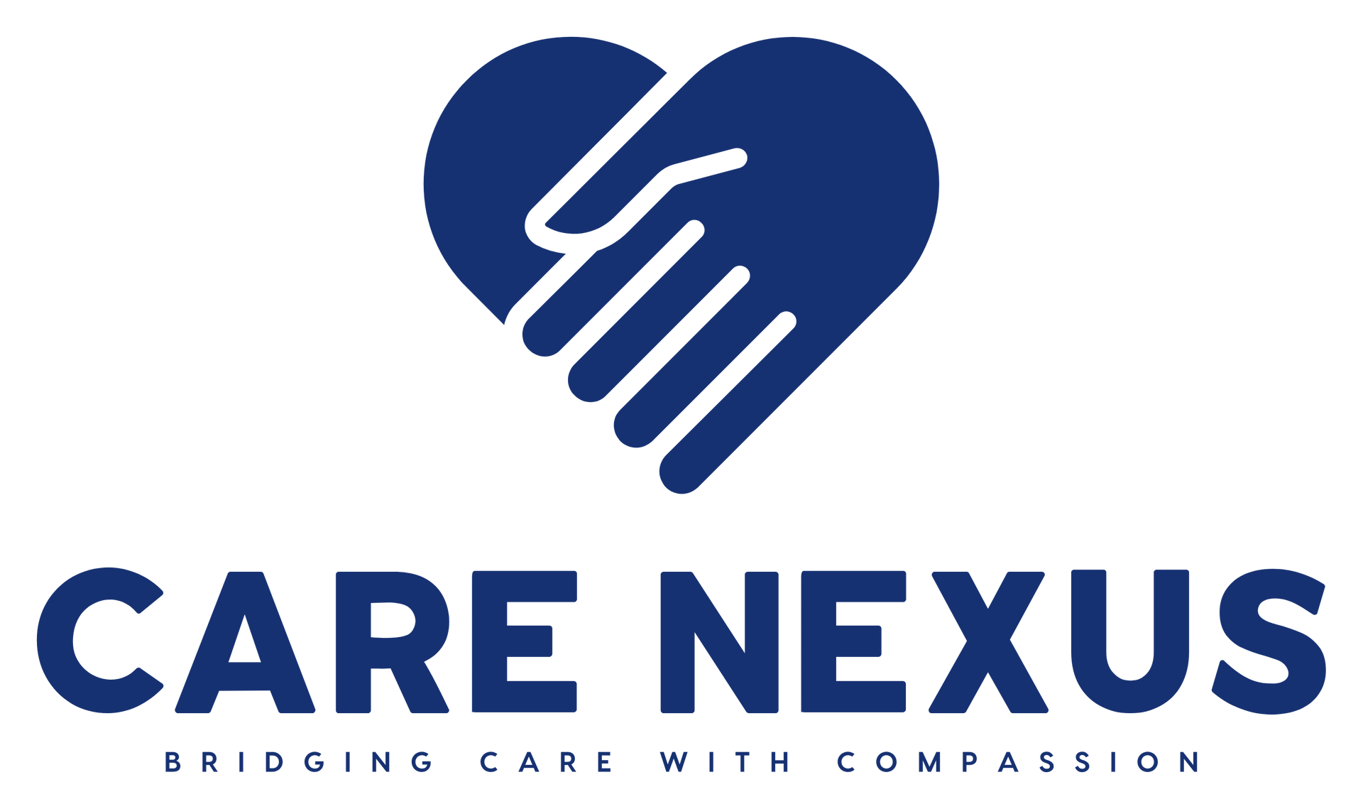 Blue heart-and-hand logo with the text “CARE NEXUS” and tagline “Bridging Care with Compassion”
