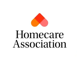 Homecare Association logo with orange, red, and pink heart icon and black text