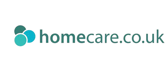 Homecare.co.uk logo with teal icon and gray text