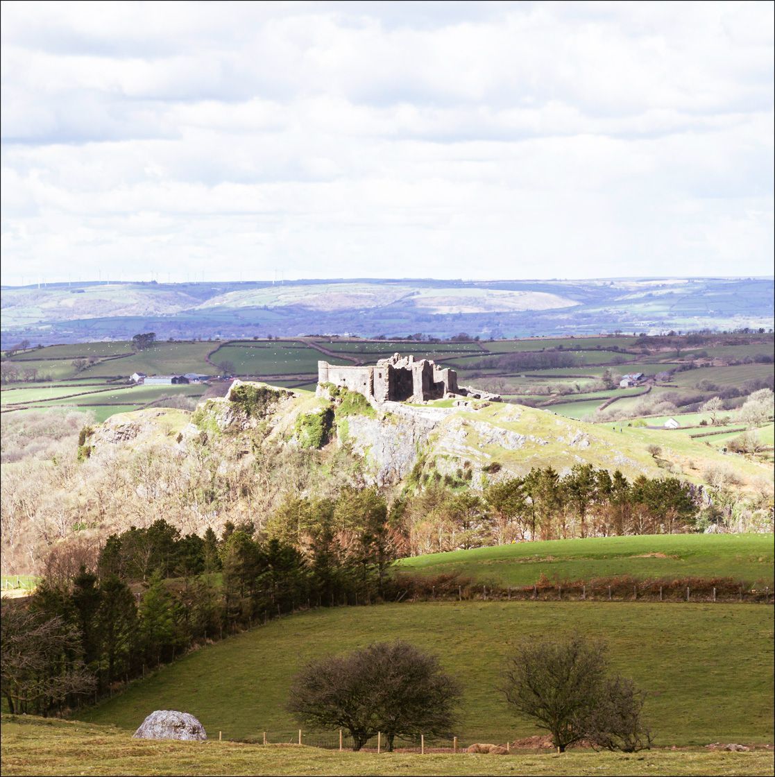 Textured Wooden Coaster With Carreg Cennen Castle