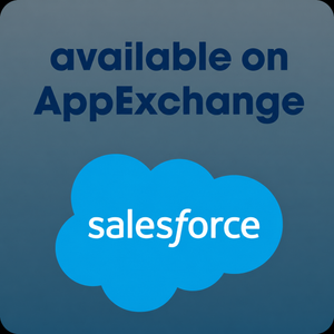 Salesforce partner logo with available on AppExchange written