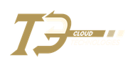 T3 Cloud Technologies logo in gold and cream with trident 3 image
