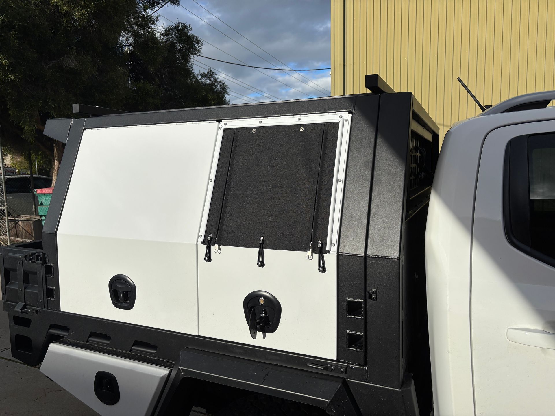 Dog box window cover in black canvas