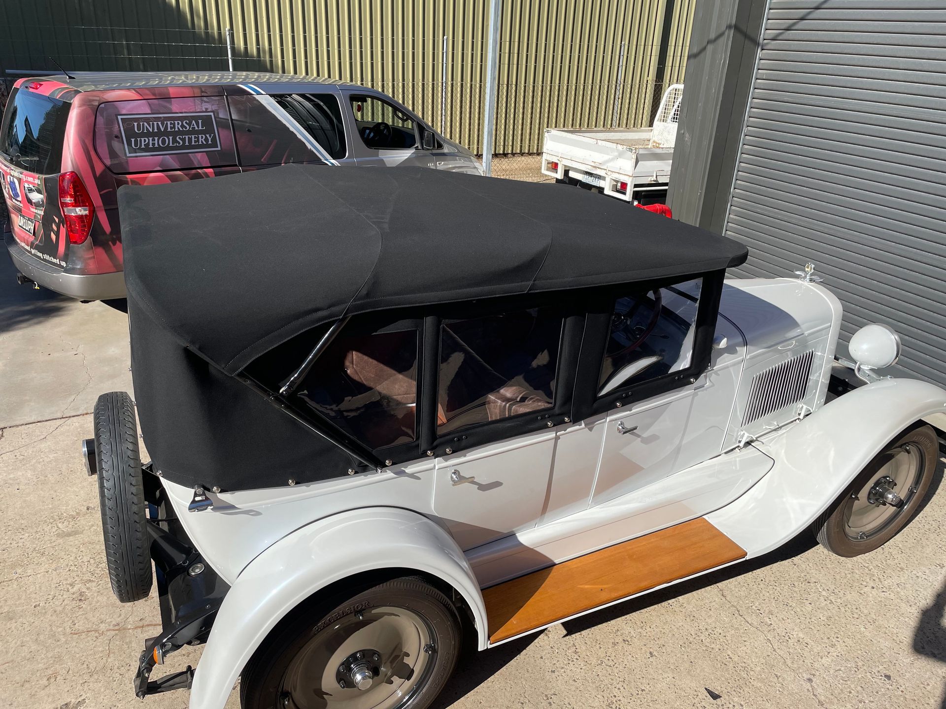 1928 Chev Stayfast canvas top a with removable side windows