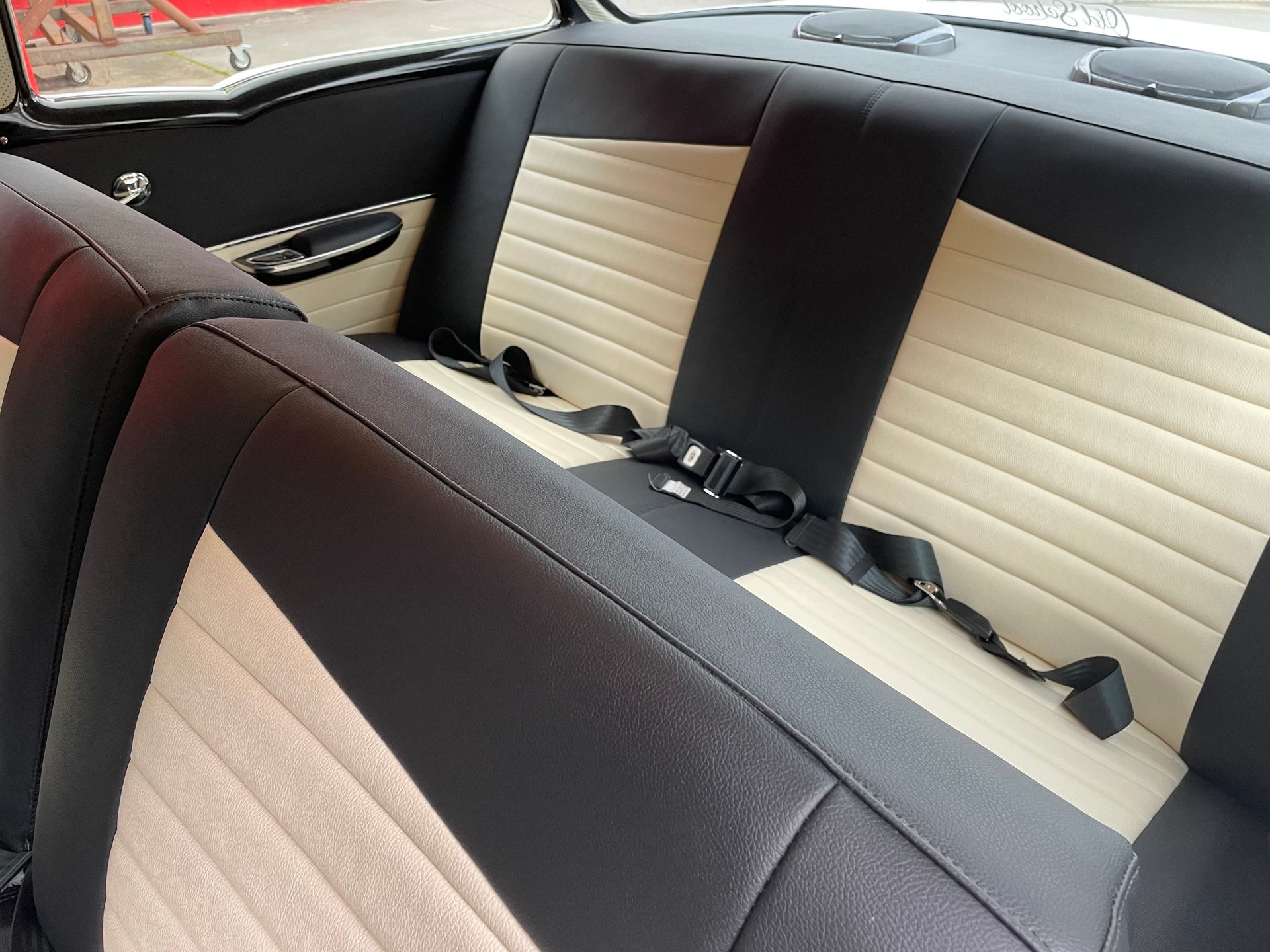 1956 Chev black and beige custom interior