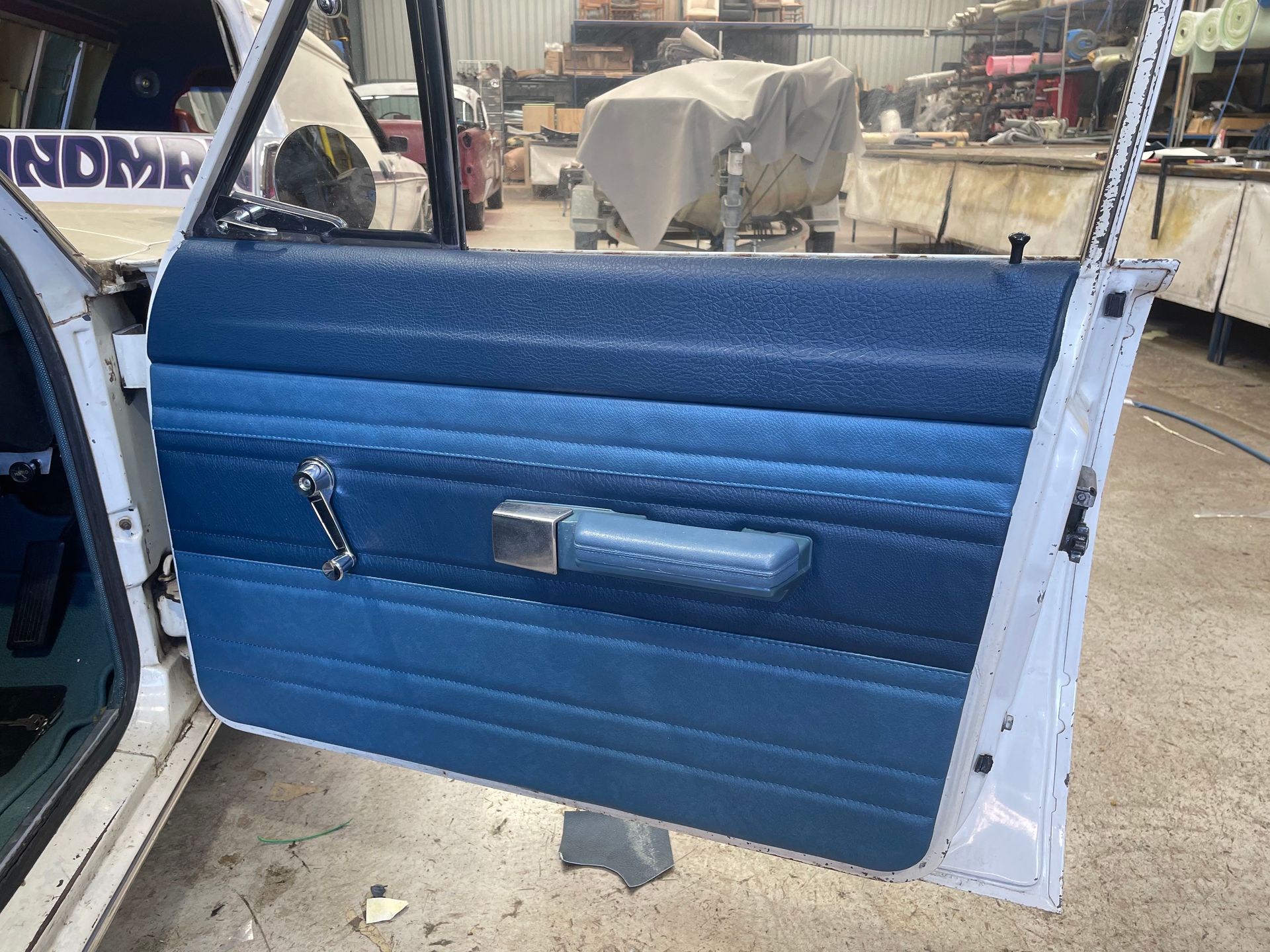 1968 VE Valiant Restored Metallic finish two tones blue vinyl door trim